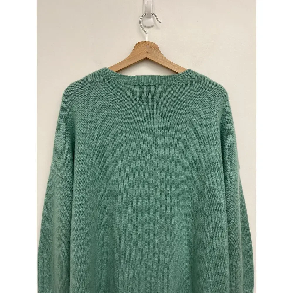 Theory Karenia 100% Cashmere Oversized Step Hem Soft Cozy Crew Neck Sweater Med